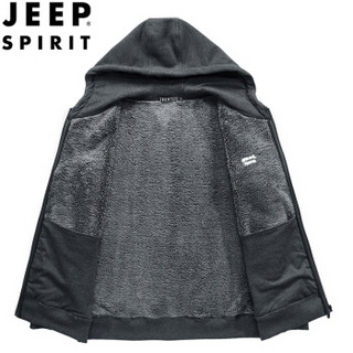 吉普 JEEP 2019秋冬季新款男士夹克连帽休闲保暖中青年茄克外套加绒上衣 FSMS1317 灰色 2XL