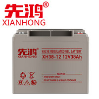 先鸿蓄电池XH12V38AH UPS电池 EPS逆变器电瓶 太阳能蓄电池12V足容量