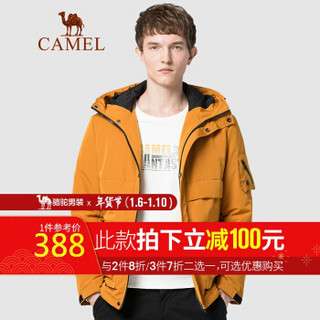 骆驼（CAMEL）男装 2019冬季新款连帽棉服男韩版潮流工装棉衣时尚保暖棉袄 D9Z240257 橙黄M