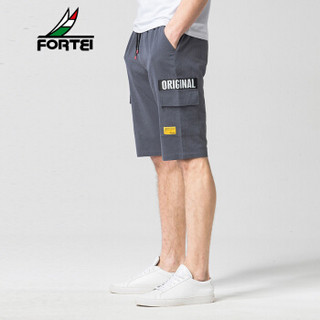 富铤（FORTEI）男士短裤 2020夏季新款休闲潮流日常百搭宽松薄款多袋五分工装裤 39651012 深灰 4XL