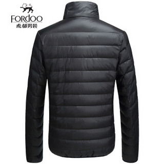 虎都（FORDOO）羽绒服男 2019冬季新款男装轻薄时尚羽绒服男士保暖羽绒外套 58880161 黑色 3XL