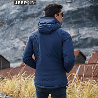 吉普(JEEP)羽绒服男青年男士厚款休闲保暖外套2019冬季新品男装863068 蓝色 M