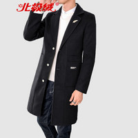 北极绒(Bejirong)风衣外套男 2019秋冬季青年中长款风衣英伦秋冬修身毛呢大衣 B345-F56 黑色 2XL