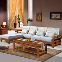 实木沙发组合新中式沙发客厅家具大小户型沙发冬夏两用三人位+贵妃椅+茶几套装