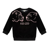 KENZO KIDS 高田贤三 奢侈品童装 19秋冬新款 女童黑色混纺刺绣动物图案卫衣 KP15158 04 4A/4岁/104cm