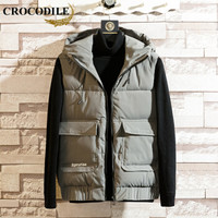 鳄鱼恤（CROCODILE）马甲 男士2019秋冬韩版休闲时尚百搭连帽马甲 313B-X803 豆绿色 M