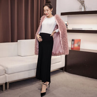 薇图（vitto）女装 2019秋冬新款宽松百褶裙中长款孕妇裙托腹针织半身裙QDmw0110VT 黑色 XL