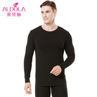 雅黛俪保暖内衣男女士圆领棉质基础打底薄款情侣纯色秋衣秋裤套装DYL41900-1 男款 黑色 L