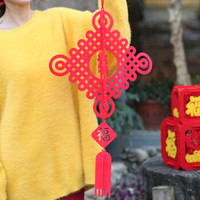 多美忆 春节装饰品乔迁挂件中国结装饰品门挂节日场景布置挂饰 毛毡挂件30立体中国结