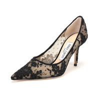 JIMMY CHOO 周仰杰 女士黑色花卉图案织物尖头高跟鞋 LOVE 85 ORE 247 BLACK 36码