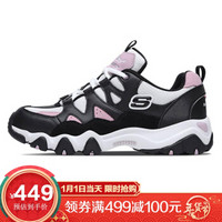 斯凯奇（Skechers）女款Dlites时尚休闲熊猫鞋 88888328 白色/黑色/粉红色/WBPK 37