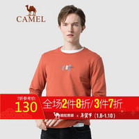 骆驼（CAMEL）男装 2019秋季新款男士休闲卫衣韩版潮流印花长袖T恤打底衫男 D9Q374365 桔红_XXXL