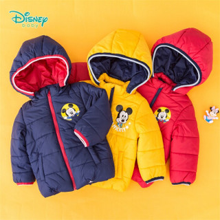 迪士尼(Disney)童装 米奇卡通棉服男童可拆带帽外套2019冬季新品中长款保暖外出服黄色4岁/身高110cm