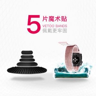 瓦力 苹果手表表带 iwatch表带 apple watch5/4/3/2/1代通用魔术贴尼龙回环表带-42/44mm粉砂