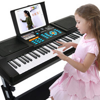 俏娃宝贝 QIAO WA BAO BEI 儿童电子琴初学者入门61键多功能男女孩钢琴乐器宝宝音乐玩具带琴架