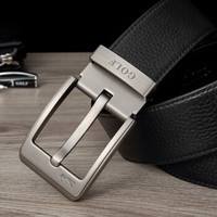 高尔夫GOLF男士皮带头层牛皮皮带男复古针扣腰带礼盒PBV701980J黑色110-125CM