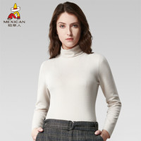 稻草人羊毛保暖上衣女秋冬加绒加厚半高领单件保暖内衣冬季贴身打底衫 EH754W9 斑羚米 L