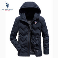 U.S. POLO ASSN.羽绒服2019秋冬季新款连帽时尚潮男百搭中长款休闲舒适防寒外套 6194117166 藏蓝 L