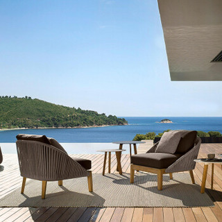 紫叶设计师沙发家具别墅实木编藤沙发露台酒店创意沙发户外花园沙发椅