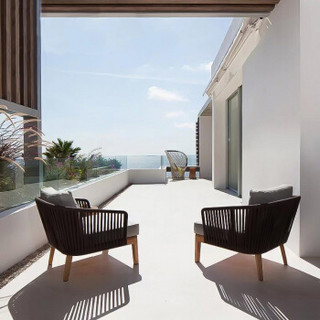 紫叶设计师沙发家具别墅实木编藤沙发露台酒店创意沙发户外花园沙发椅