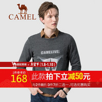 骆驼（CAMEL）男装 2019秋季新款青年针织衫男双面提花宽松休闲毛衣男 D9H267251 深灰_M