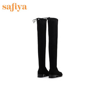索菲娅女鞋（Safiya）过膝长靴低跟欧美风女气质长靴 黑色 34