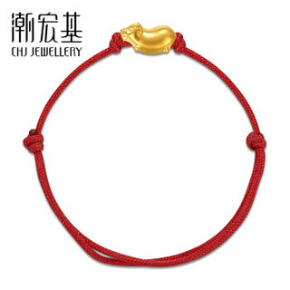 潮宏基 CHJ JEWELLERY 潮酷十二生肖牛 足金黄金转运珠手链女款定价 SCG30003026