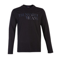 TRUSSARDI JEANS 杜鲁萨迪 19秋冬新款 男士黑色棉质字母装饰圆领薄绒卫衣52F00096 1T003047 K299 XL码