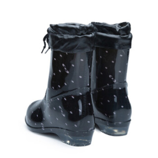 回力 Warrior 雨鞋 女款中筒防水加绒雨靴 HXL523 黑色加绒 39