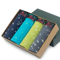 浪莎男士内裤男平角裤中腰透气粘纤大码四角裤头4条混色礼盒装 180/XXL