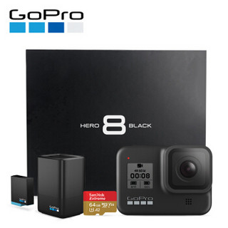 GoPro HERO8 Black运动相机 4K水下潜水vlog摄像机礼盒（内含双充+内存卡）