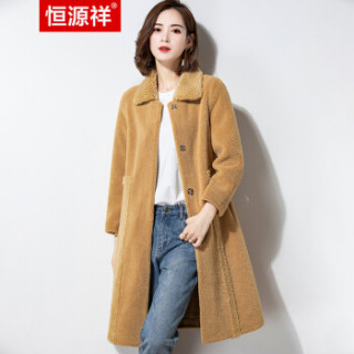 恒源祥秋冬加厚毛呢大衣长款加厚呢子羊毛外套女装百搭流行上衣潮 菜