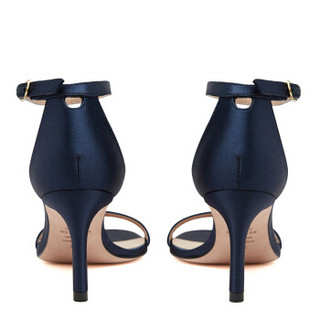 STUART WEITZMAN 斯图尔特·韦茨曼 女士海军蓝绸缎高跟凉鞋 NUNAKEDSTRAIGHT 60 NAVY SATIN 35