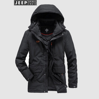 吉普（JEEP）羽绒服男潮流宽松舒适连帽保暖防风外套男2019冬季新品男装 X-LST7373 黑色 L