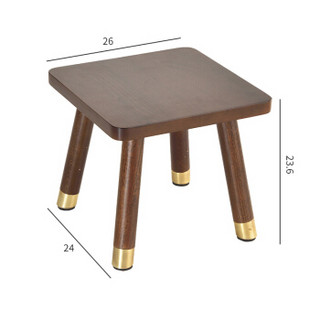 爱必居 实木家用小凳子 矮板凳穿鞋凳铜素方凳胡桃色