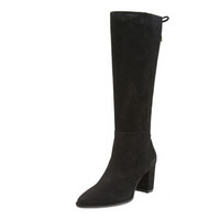 STUART WEITZMAN 斯图尔特·韦茨曼 女士黑色羊皮低跟长筒靴 HETTIE BLACK SUEDE 36