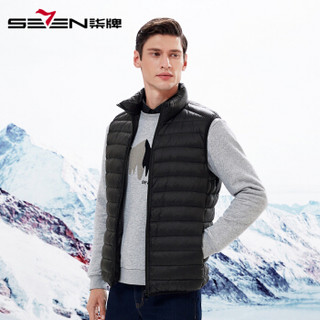 柒牌 SEVEN 羽绒服男2019冬季新品都市休闲羽绒马甲男士时尚混搭上衣 117E70180 黑色185