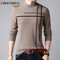 鳄鱼恤（CROCODILE）羊毛衫 男士2019秋冬时尚潮流韩版休闲修身毛衣 2013-X8503 驼色 3XL