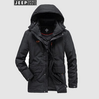 吉普（JEEP）羽绒服男潮流宽松舒适连帽保暖防风外套男2019冬季新品男装 X-LST7373 黑色 M