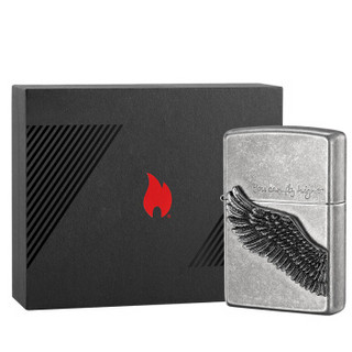 ZIPPO 之宝 打火机黑色礼盒套装 飞的更高-古银 徽章（不含油）