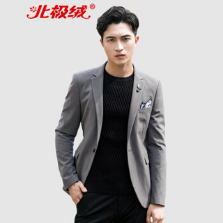 北极绒（Bejirong）西服男 2019秋新款男士商务休闲西服韩版小西装外套 QT6013-A35 灰色 4XL