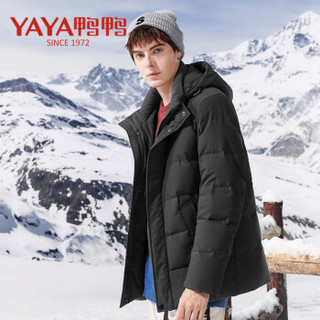 鸭鸭（YAYA）羽绒服男短款可脱卸帽休闲保暖时尚羽绒服男装 A-521111 黑色 185
