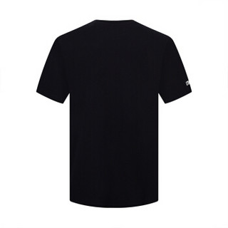 HERON PRESTON 19秋冬新品 男士黑色贴布图案棉质圆领短袖T恤 HMAA001F197600090488 M码