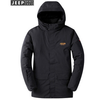 吉普(JEEP)羽绒服男青年男士厚款休闲保暖外套2019冬季新品男装863072 黑色 M