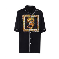VERSACE 范思哲 奢侈品 19秋冬新款 男士黑色粘纤龙型印花衬衫 A83114 A228357 A008 41码/L码/180/92A