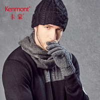 卡蒙（Kenmont）km-2805 冬天保暖羊毛针织分指手套男户外骑车加厚双层五指毛线手套 灰色均码(手套专拍)