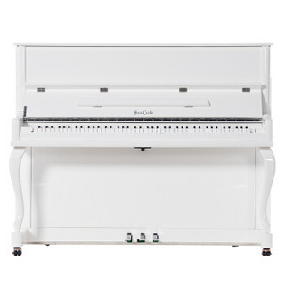 圣卡罗（San Carlo）立式钢琴 88键 家用考级教学钢琴 带缓降琴盖 S121FIH 弯腿白色（乌木黑键）