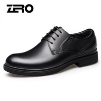 零度(ZERO)男士头层牛皮软面低跟柔软舒适时尚商务休闲鞋子 Z93935 黑色 39码