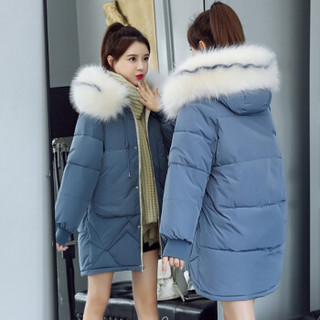 MAX WAY 女装 2019冬季韩版宽松百搭短款学生棉服QDmw0848 蓝色 3XL