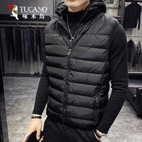 啄木鸟（TUCANO）马甲男2019冬季新款时尚连帽保暖无袖背心加大码棉衣男装外套 黑色 4XL